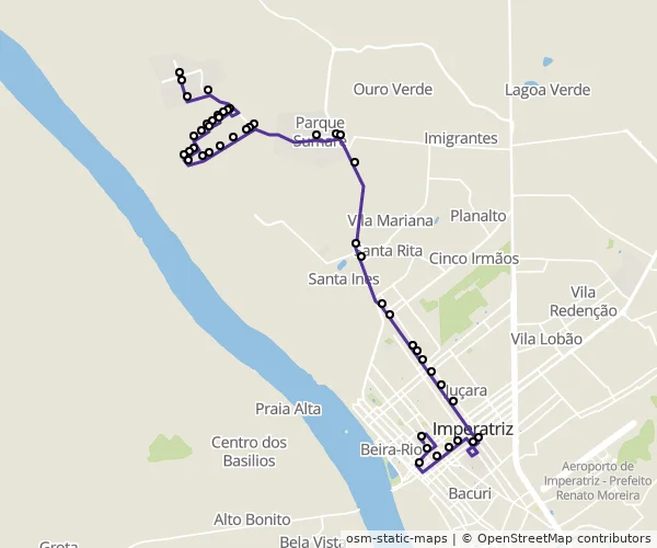 Mapa do itinerário da linha