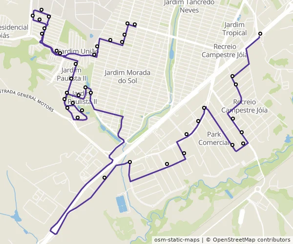 Mapa do itinerário da linha