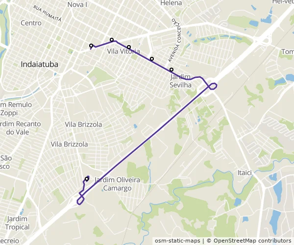 Mapa do itinerário da linha