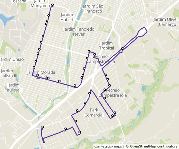 Mapa do itinerário da linha
