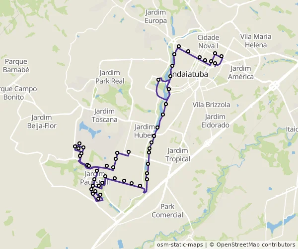 Mapa do itinerário da linha