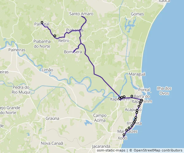 Mapa do itinerário da linha