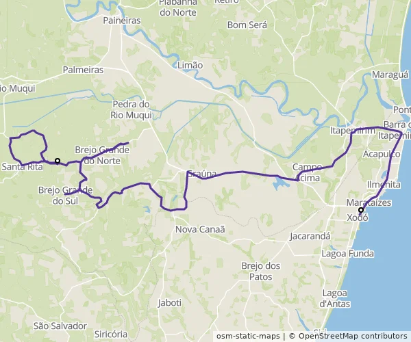 Mapa do itinerário da linha