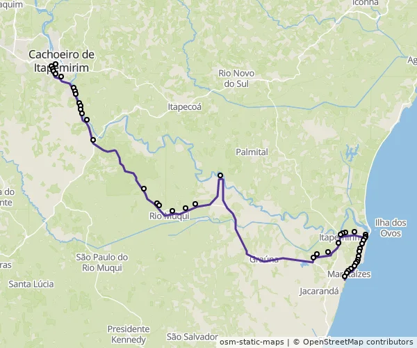 Mapa do itinerário da linha