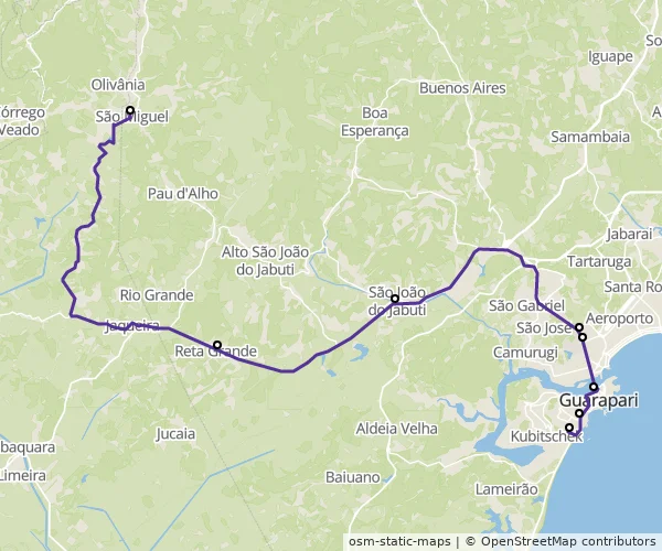 Mapa do itinerário da linha