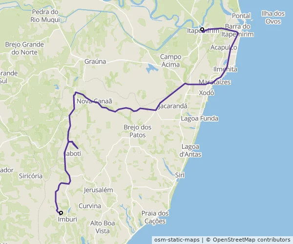 Mapa do itinerário da linha