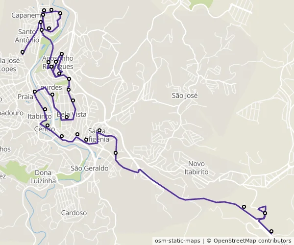 Mapa do itinerário da linha