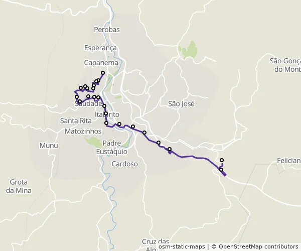 Mapa do itinerário da linha