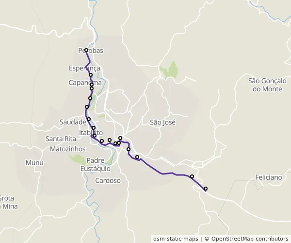 Mapa do itinerário da linha