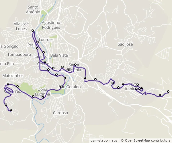 Mapa do itinerário da linha