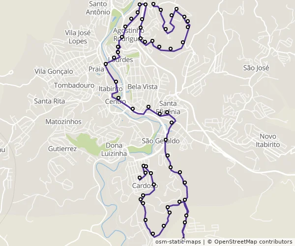 Mapa do itinerário da linha