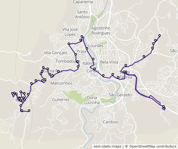 Mapa do itinerário da linha