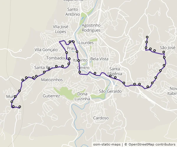 Mapa do itinerário da linha