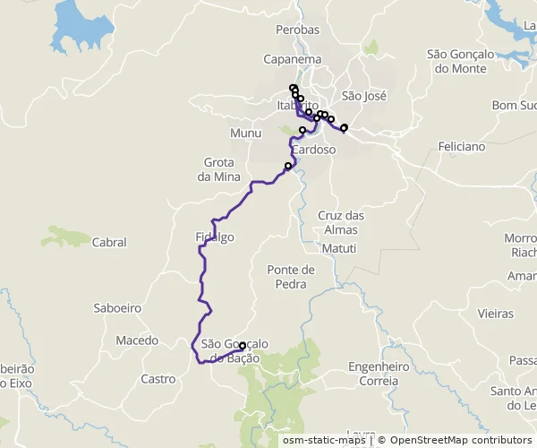 Mapa do itinerário da linha