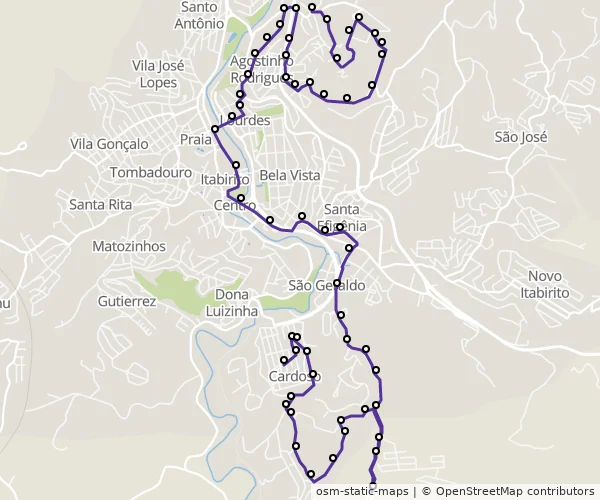 Mapa do itinerário da linha