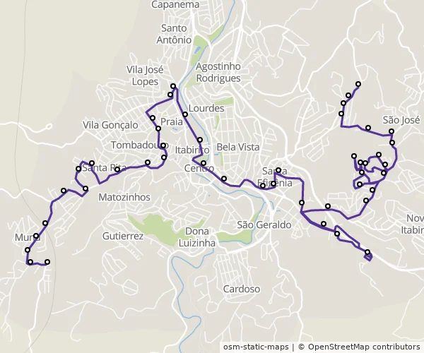 Mapa do itinerário da linha