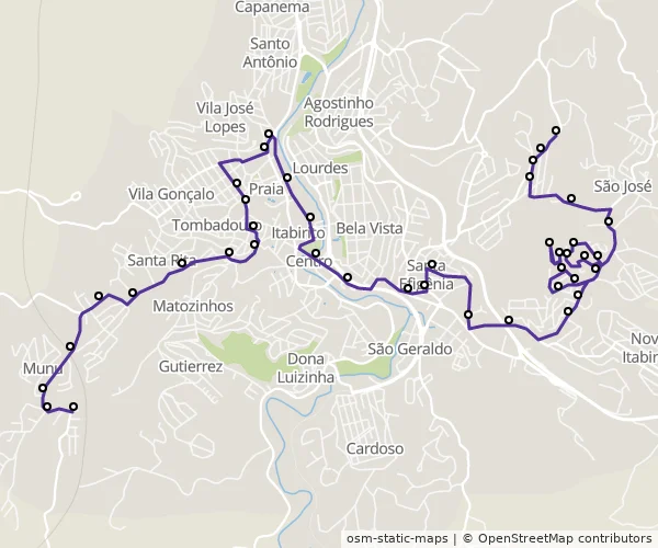 Mapa do itinerário da linha