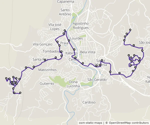 Mapa do itinerário da linha