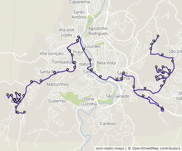 Mapa do itinerário da linha