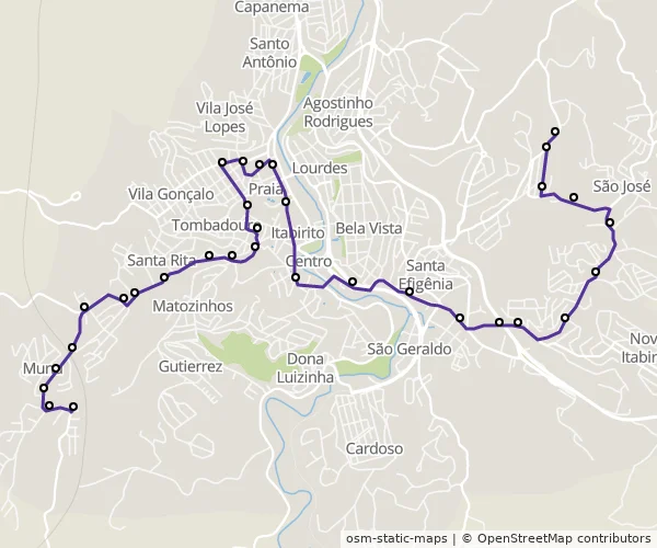 Mapa do itinerário da linha