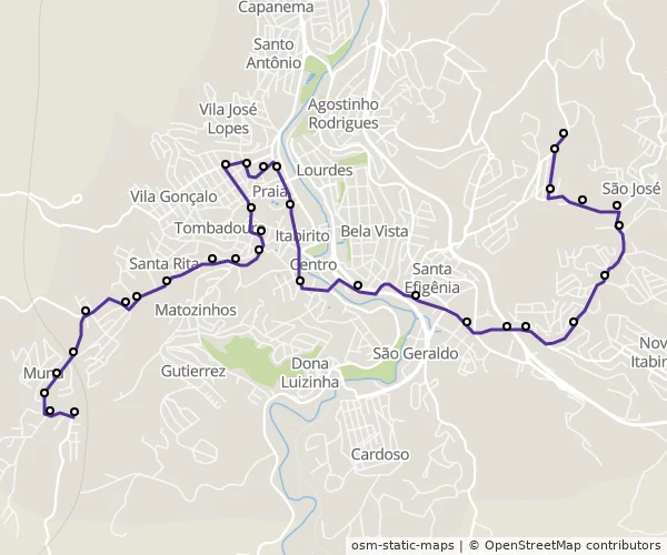 Mapa do itinerário da linha
