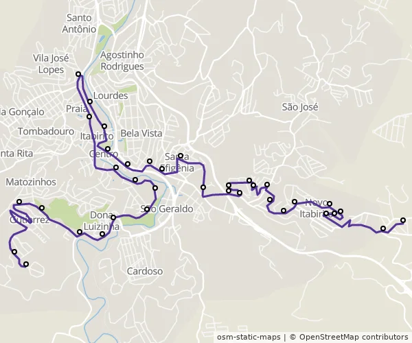Mapa do itinerário da linha