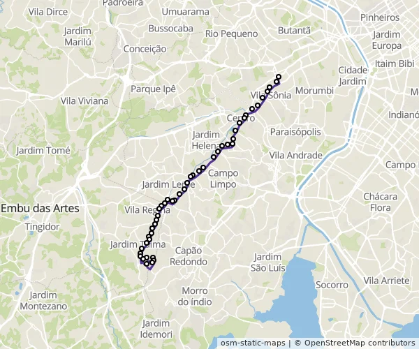 Mapa do itinerário da linha