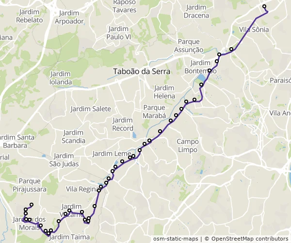 Mapa do itinerário da linha