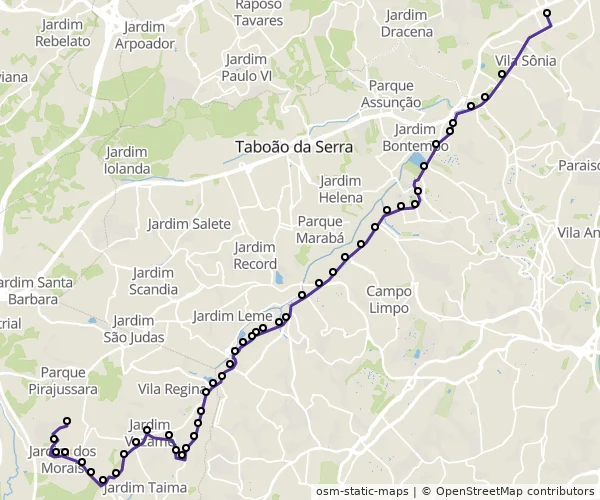 Mapa do itinerário da linha