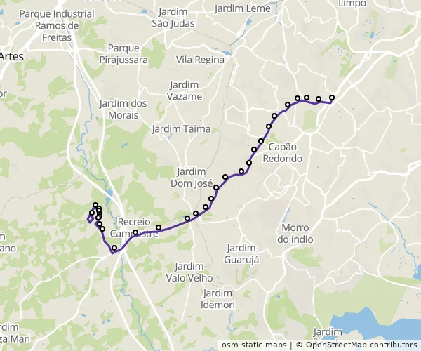Mapa do itinerário da linha