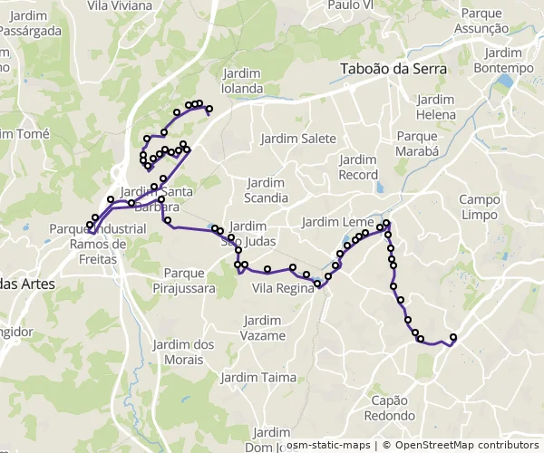 Mapa do itinerário da linha