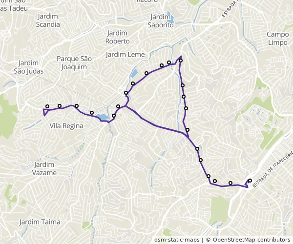 Mapa do itinerário da linha