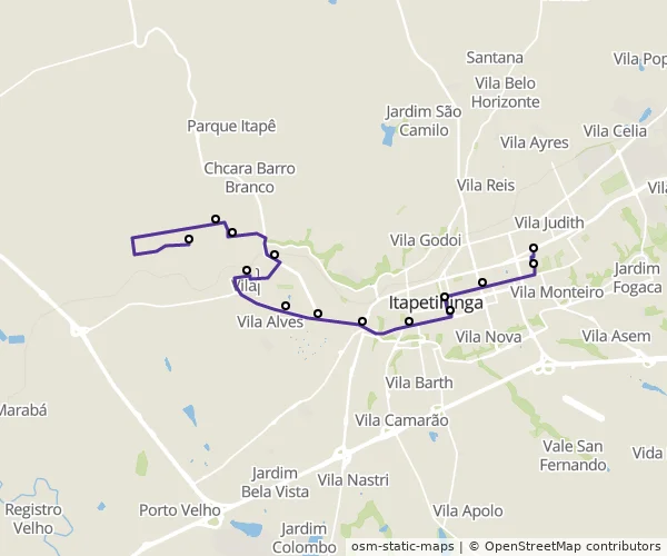 Mapa do itinerário da linha