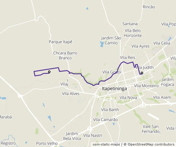 Mapa do itinerário da linha