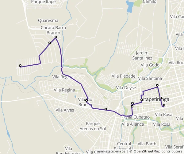 Mapa do itinerário da linha