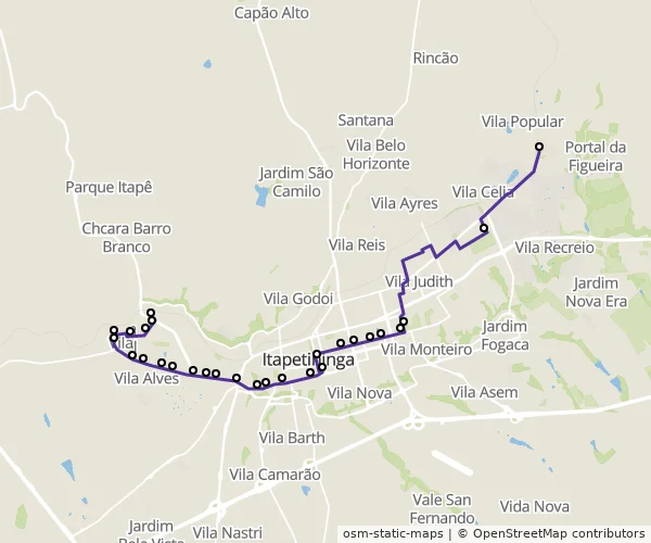 Mapa do itinerário da linha