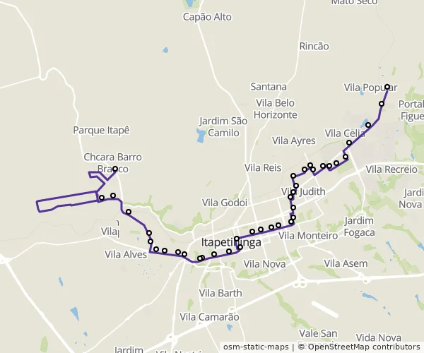 Mapa do itinerário da linha