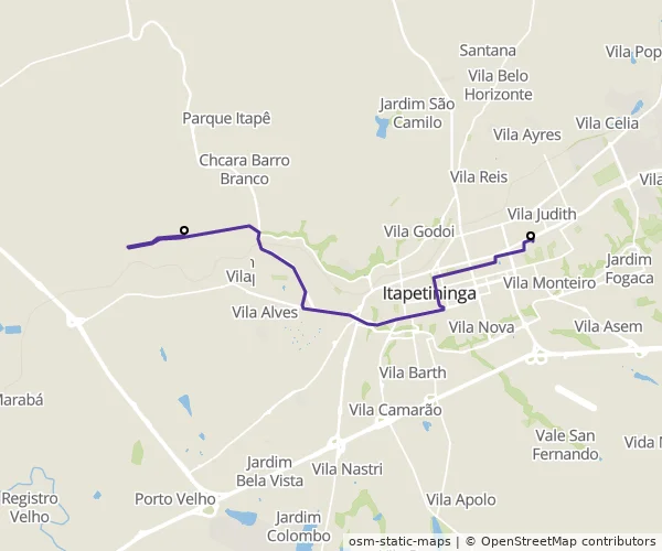 Mapa do itinerário da linha