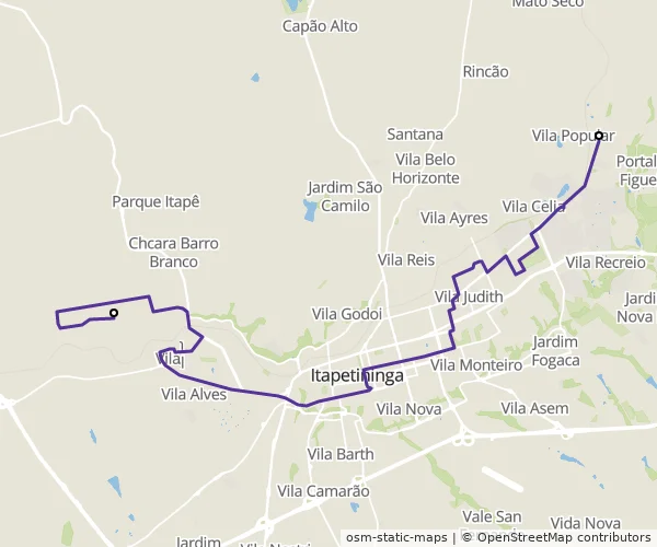 Mapa do itinerário da linha