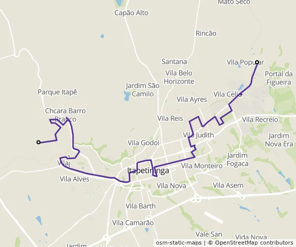Mapa do itinerário da linha