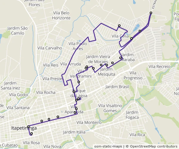 Mapa do itinerário da linha