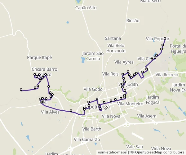 Mapa do itinerário da linha
