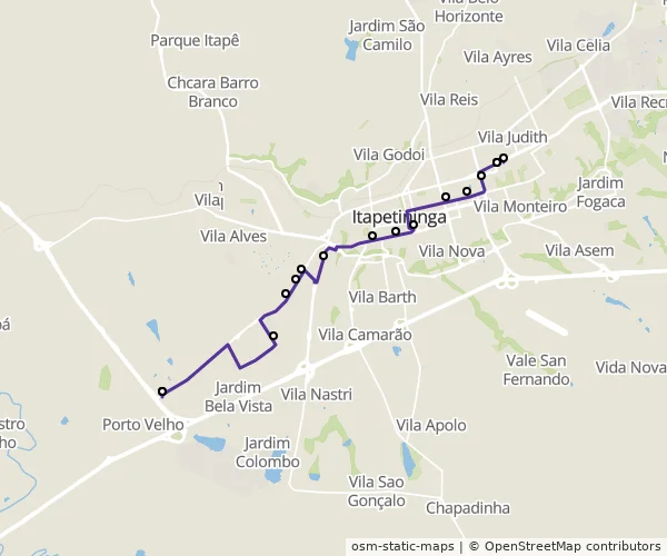 Mapa do itinerário da linha