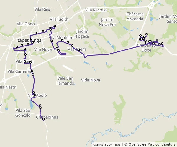 Mapa do itinerário da linha