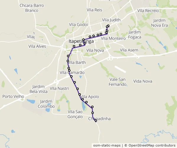 Mapa do itinerário da linha