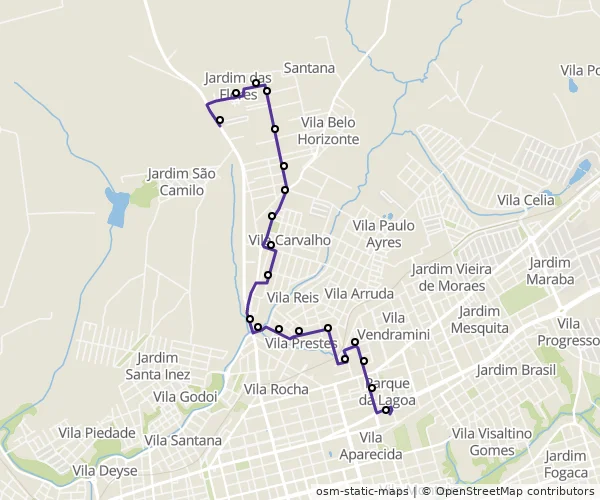 Mapa do itinerário da linha