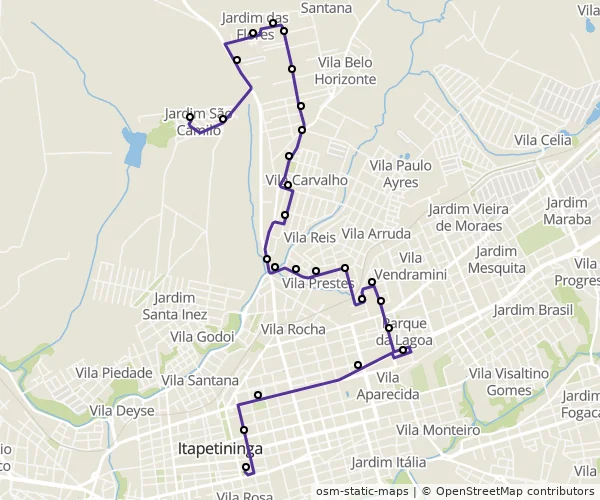 Mapa do itinerário da linha