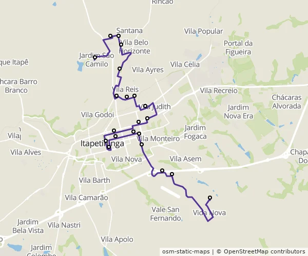 Mapa do itinerário da linha