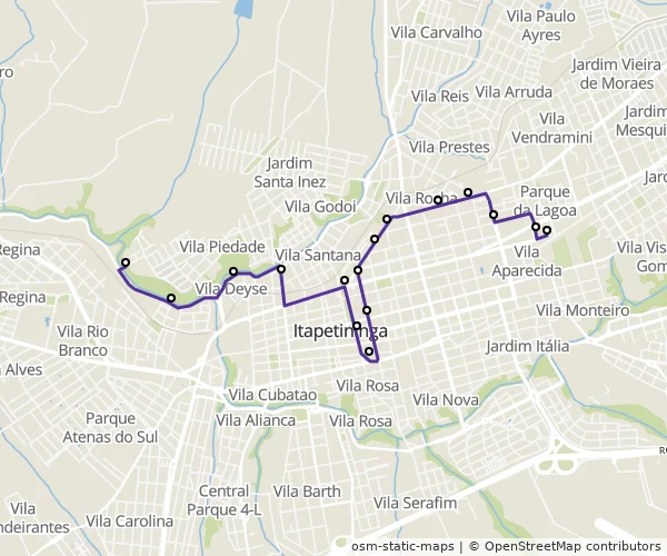 Mapa do itinerário da linha