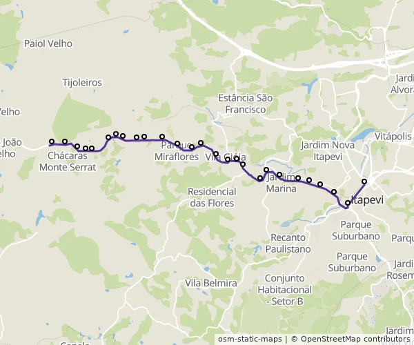 Mapa do itinerário da linha